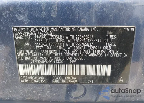 2011 Toyota Rav4 Limited V6 from USA, damaged, VIN 2T3DK4DV6BW041336